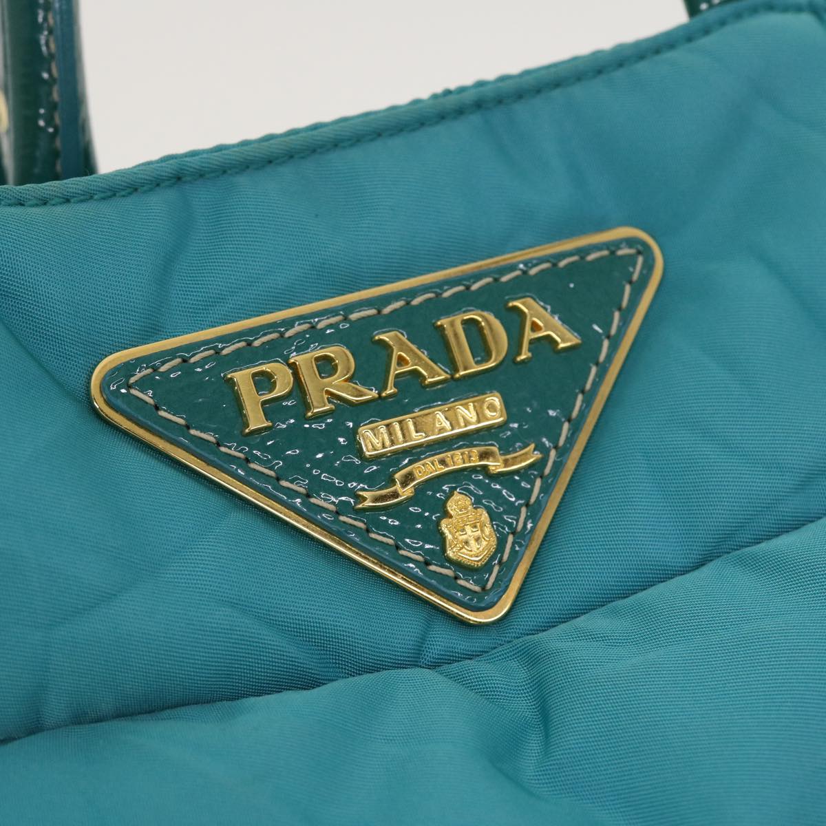 Prada Quilted Hand Bag Nylon 2way Turquoise Blue  40351