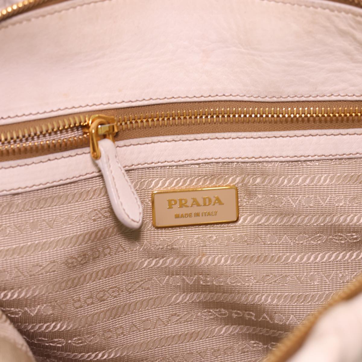 Prada Hand Bag Leather 2way White  40372