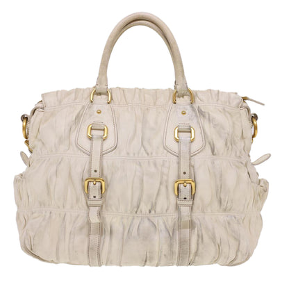 Prada Hand Bag Leather 2way White  40372