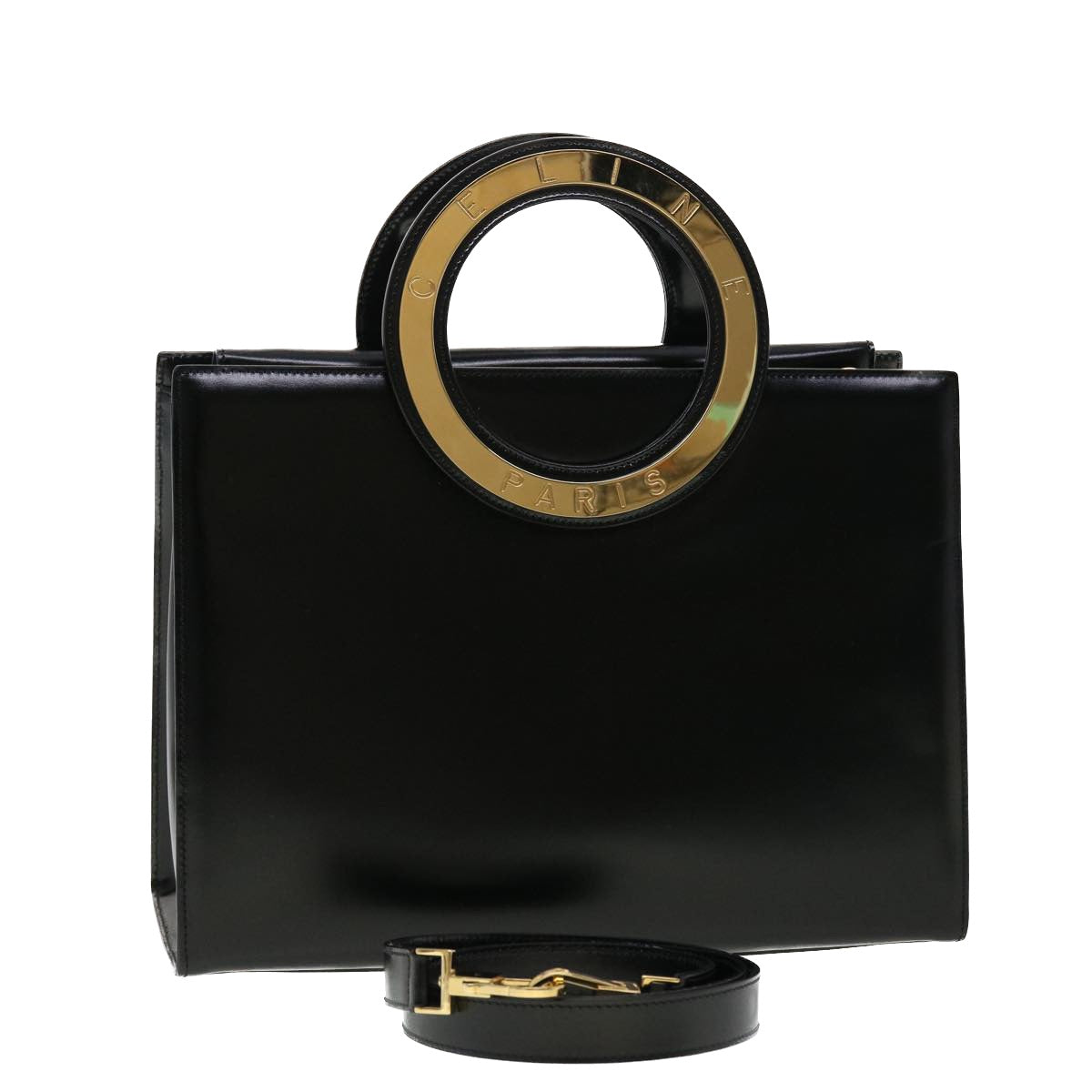 Celine Hand Bag Leather 2way Black  40458A