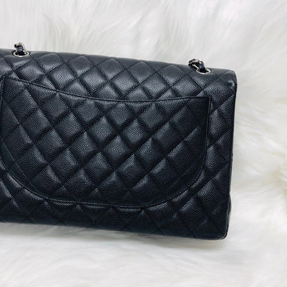 Classic Single Flap Maxi in Black Caviar Leather with SHW