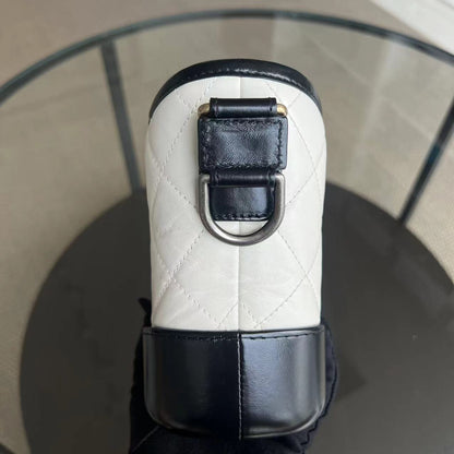 Chanel Gabrielle Small - 20CM Quilted Calfskin White Black Two-Tone Hardware