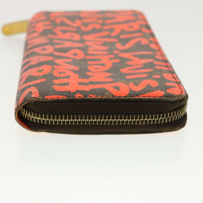 LOUIS VUITTON Monogram graffiti Zippy Wallet Long Orange M93711 LV 40567