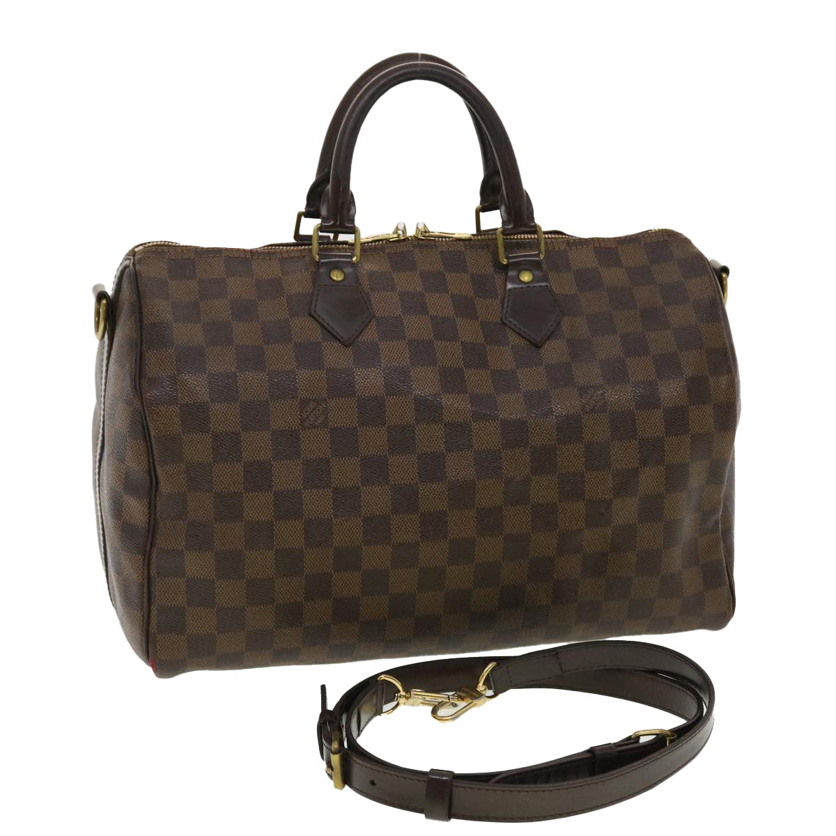 LOUIS VUITTON Damier Ebene Speedy Bandouliere 35 Hand Bag N41366 LV 40583