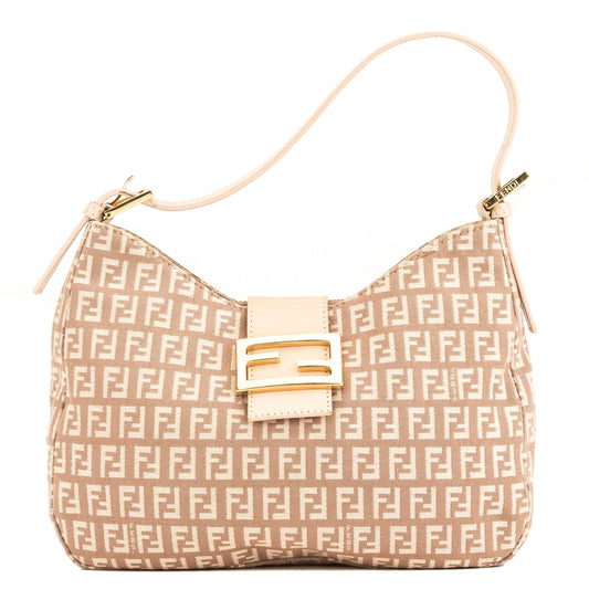 Fendi Pink Leather Zucca Canvas Shoulder Bag (4076017)