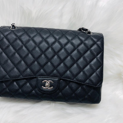 Classic Single Flap Maxi in Black Caviar Leather with SHW