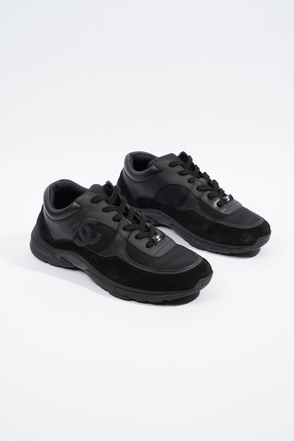 Chanel CC Logo Sneaker Black Leather EU 42 UK 8
