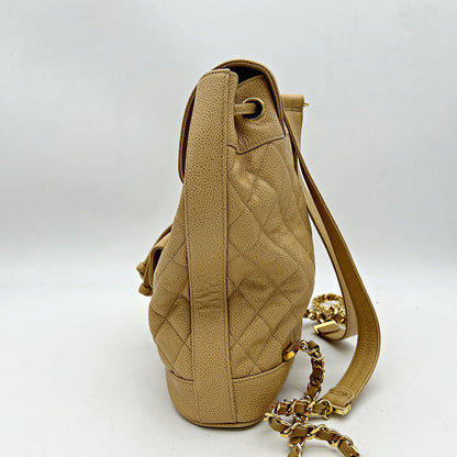 Chanel Beige Caviar Leather Backpack Chanel ch66270ww