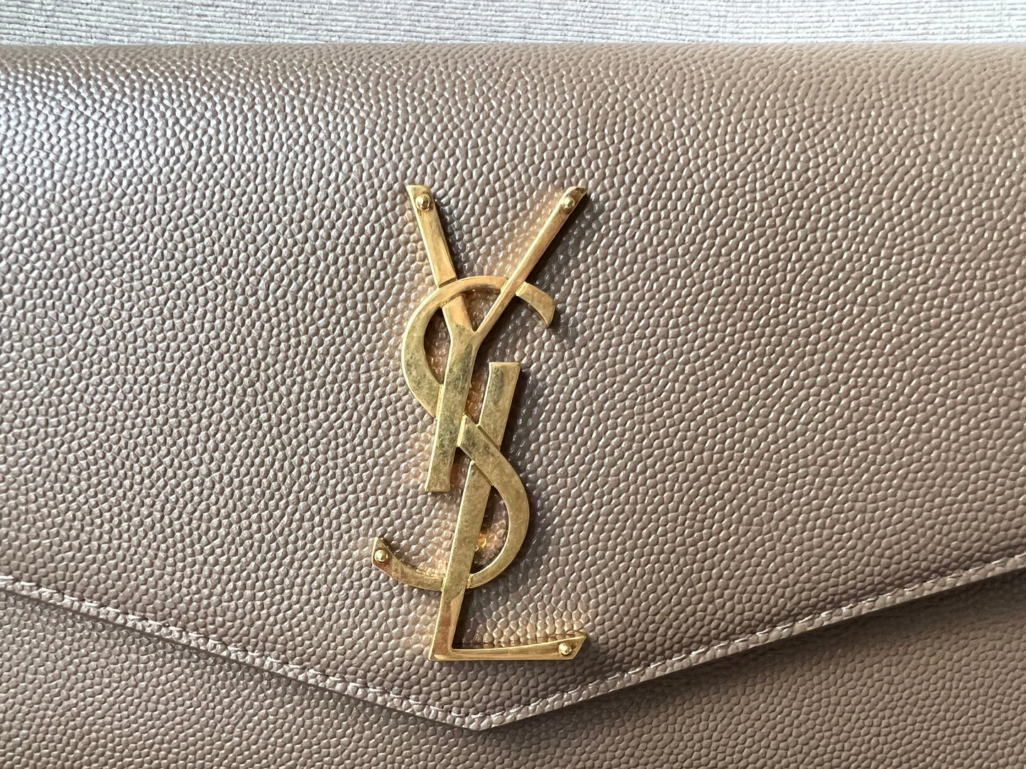 Yves Saint Laurent (YSL) Dark Beige Uptown Chain Wallet