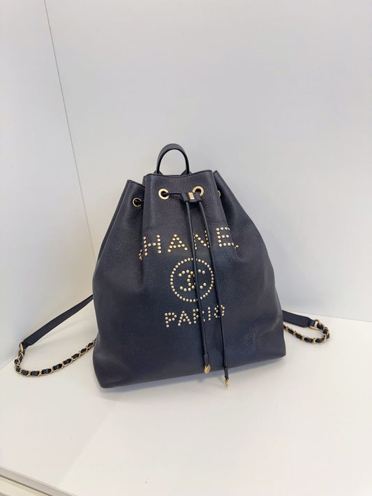 Chanel bucket bag black Caviar leather **cm