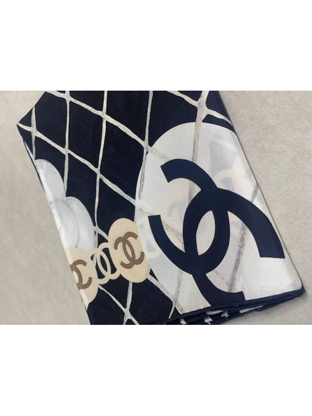 Camellia Square Silk Scarf Black Chanel