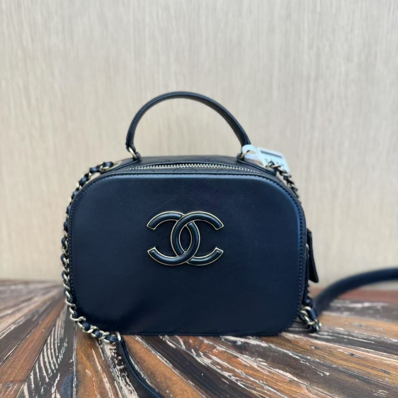 Chanel Blue Coco Curve Vanity Case Crossbody bag Handle