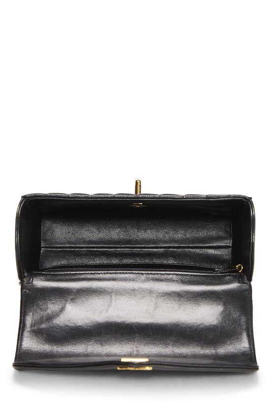 CHANEL,  Black Chevron Lambskin Top Handle Bag, Black