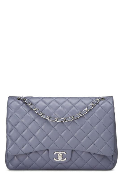 CHANEL,  Purple Quilted Lambskin New Classic Double Flap Maxi, Purple