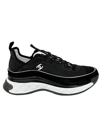Fabric Suede Calfskin Low-Top Sneakers Dark Grey Chanel