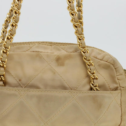 Prada Quilted Chain Shoulder Bag Nylon Beige  41312