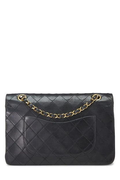 CHANEL,  Black Quilted Lambskin Classic Double Flap Medium, Black