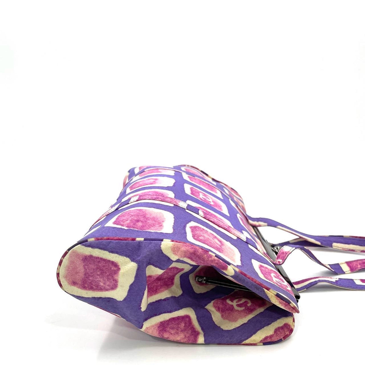 Chanel KissLock Frame Bag Purple Pink Cloth 2000-2002