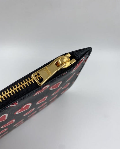 Prada Saffiano Leather Heart Print Clutch Bag