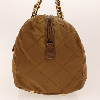 Prada Chain Boston Bag Nylon Brown  41950