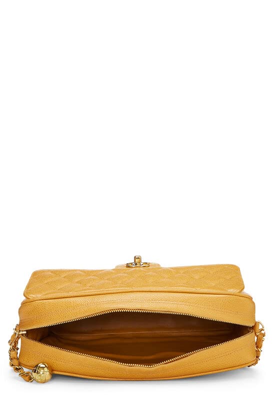 CHANEL,  Yellow Quilted Caviar Pocket Camera Bag Large, Yellow