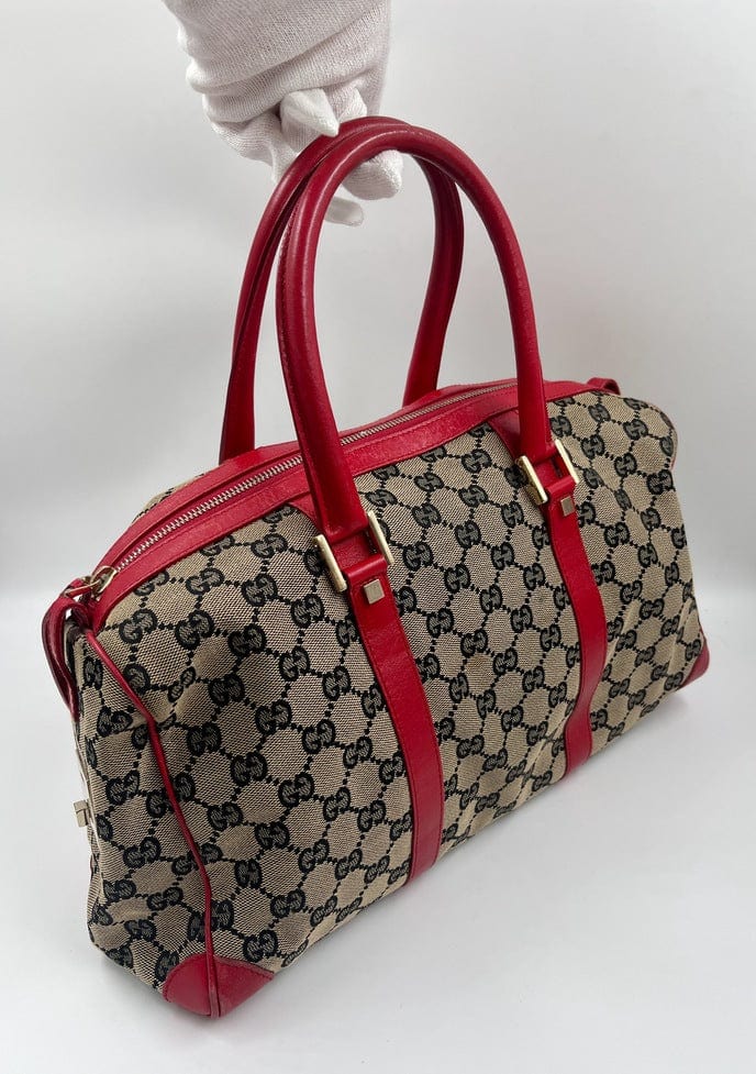 Vintage Gucci Abbey Boston Bag in GG Canvas