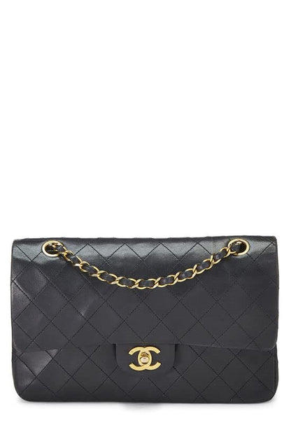CHANEL,  Black Quilted Lambskin Classic Double Flap Medium, Black