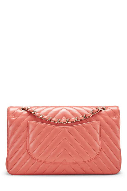 CHANEL,  Pink Chevron Lambskin Classic Double Flap Medium, Pink