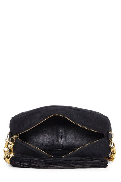 CHANEL,  Black Vertical Suede Pocket Camera Bag Mini, Black