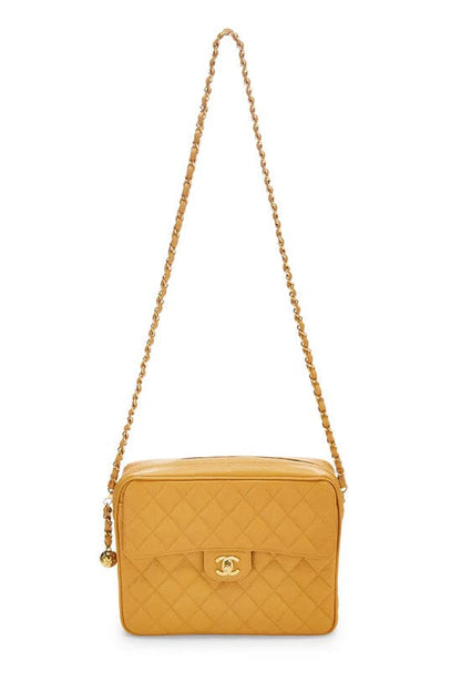 CHANEL,  Yellow Quilted Caviar Pocket Camera Bag Large, Yellow