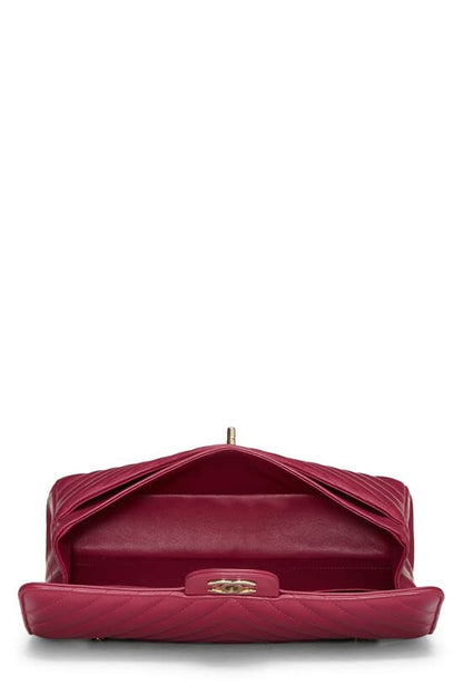 CHANEL,  Purple Chevron Lambskin Classic Double Flap Medium, Purple