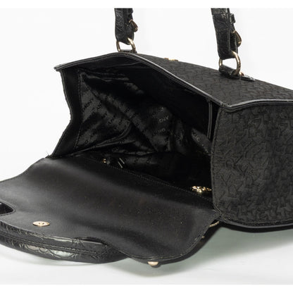 DKNY Signature Canvas and Croc Embossed Leather Shoulder Bag