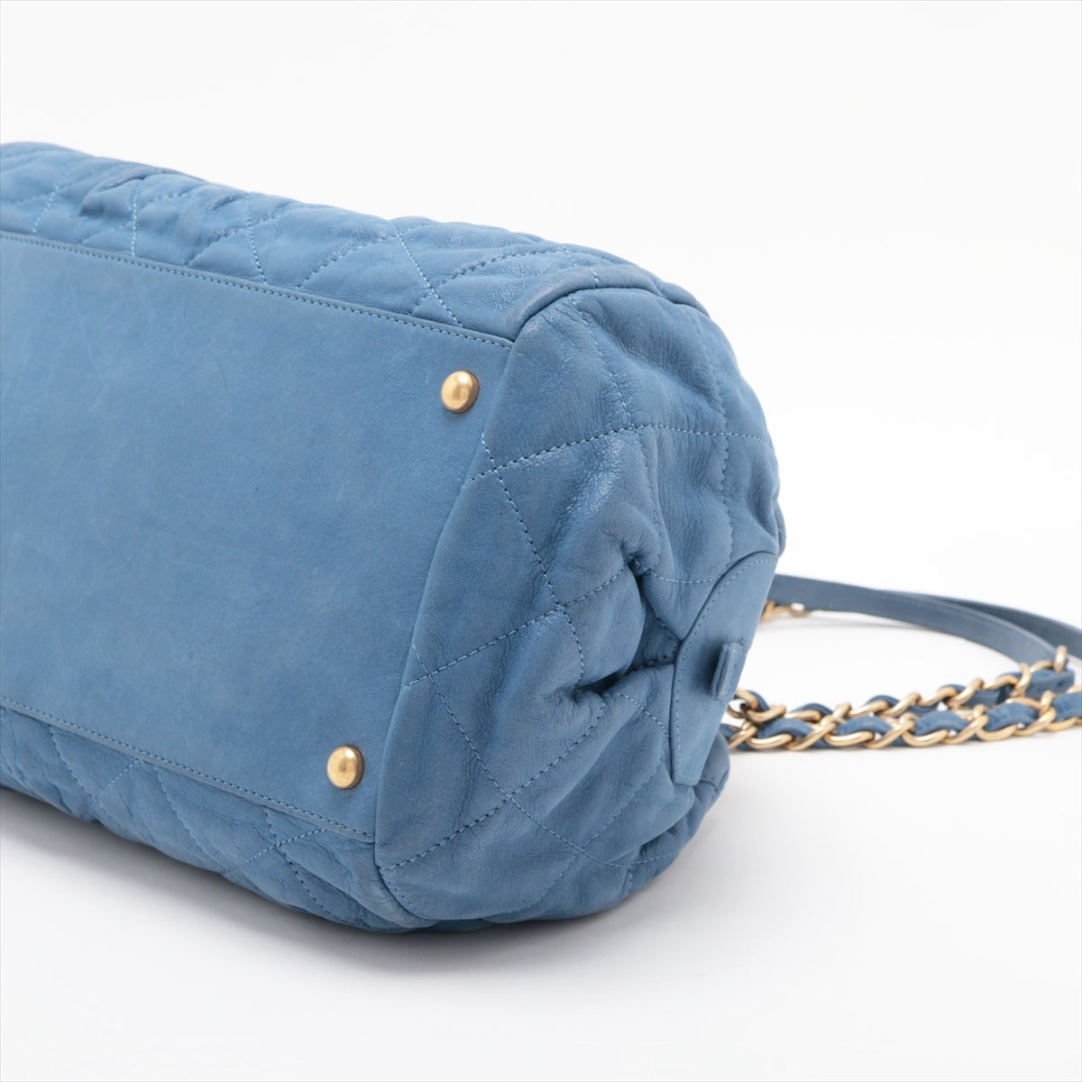 Chanel Matrasse  Leather Chain Handbag  Blue Gold  15th