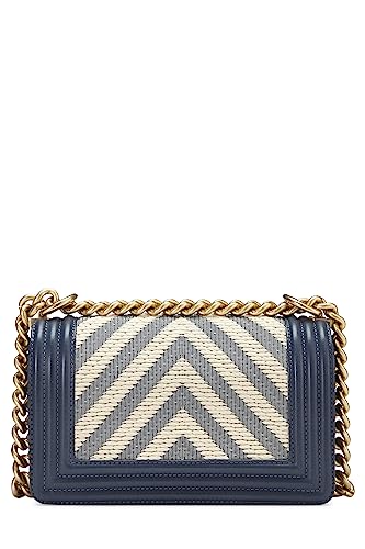 Chanel,  Blue Woven Chevron Boy Bag Small, Blue