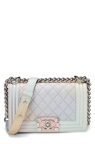 Chanel,  Rainbow Quilted Caviar Boy Bag Small, Pink