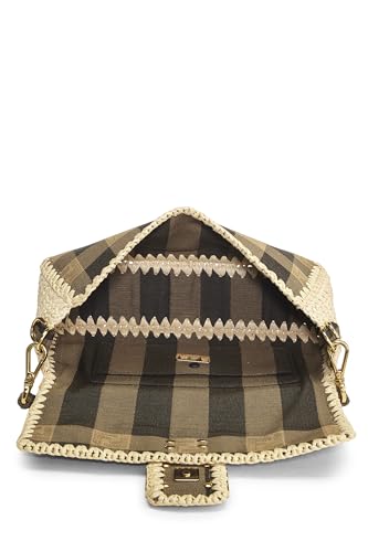 Fendi,  Brown Pequin Canvas Convertible Baguette Medium, Multi