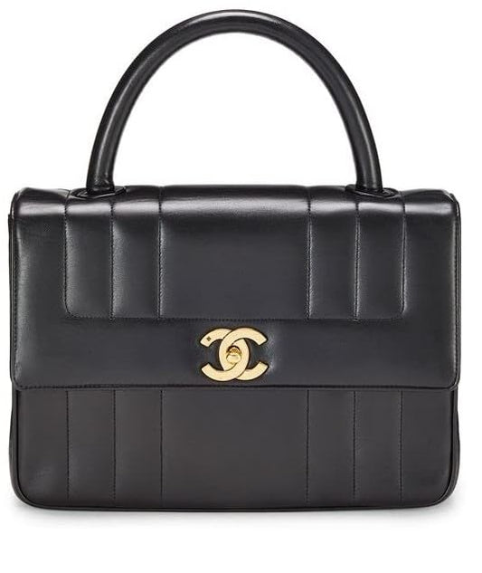 CHANEL,  Black Vertical Lambskin Kelly , Black