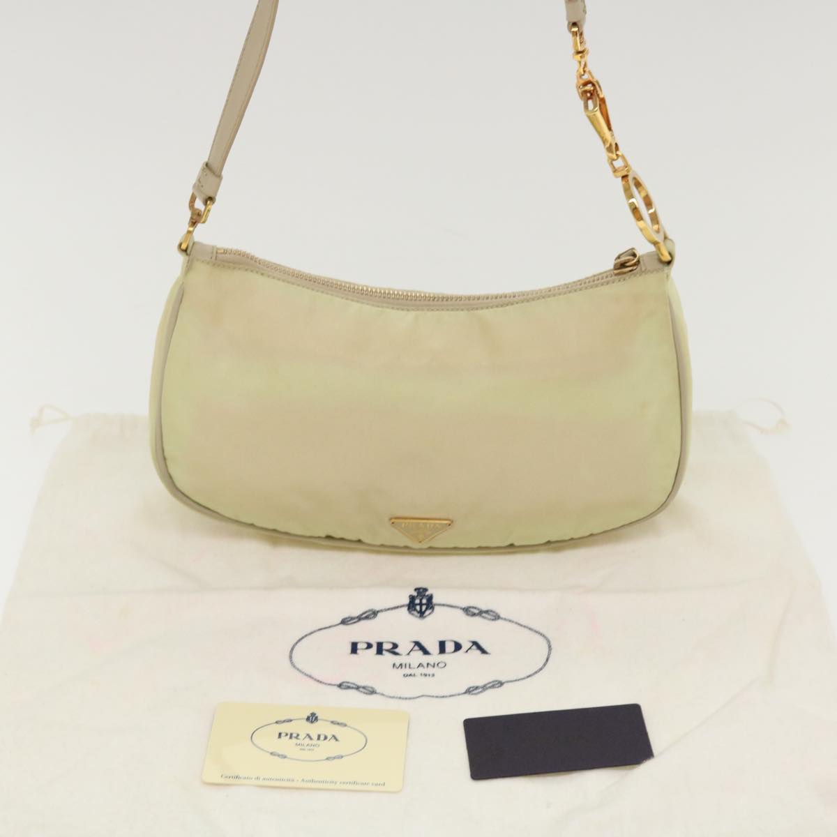 Prada Shoulder Bag Nylon Beige  42096