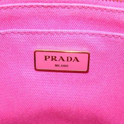 PRADA Bijoux Kanapa MM Hand Bag Canvas Pink Auth 42105