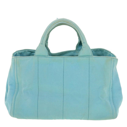 PRADA Bijoux Canapa Hand Bag Canvas 2way Light Blue Auth 42439