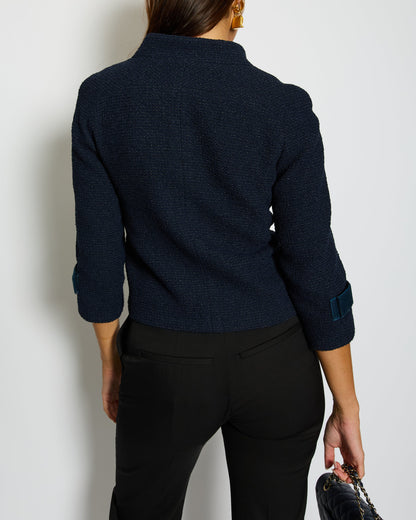Chanel 17/P Cropped Collarless Tweed Jacket with Velcro Fastening Detail Size FR 36 (UK 8)
