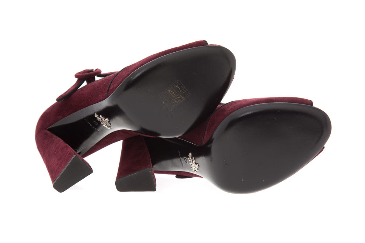 Prada Burgundy Suede Strap Heels SZ 40