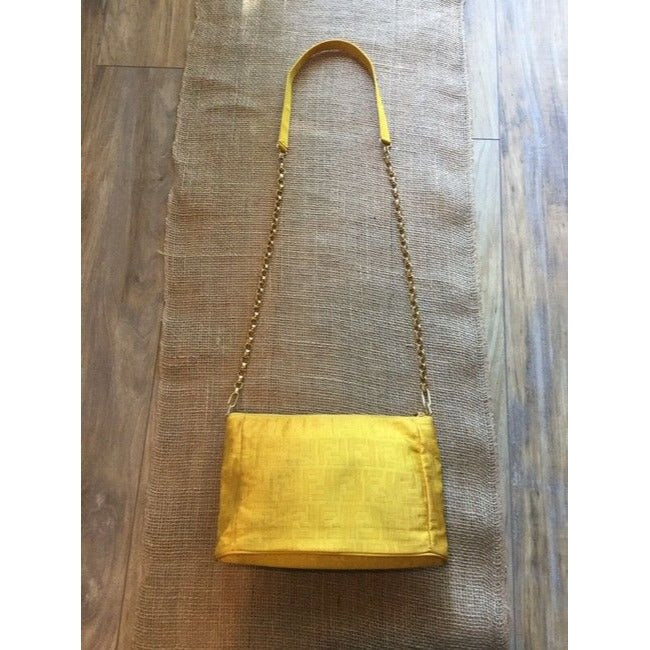Fendi RARE Yellow Zucca Print Canvas & Leather Two-Way Shoulder Bag