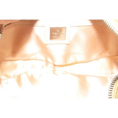 Fendi Pink & Yellow Leather Ltd Ed Color Block Baguette Hobo Bag w Enamel & Chrome Accents