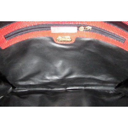 Fendi Clutch Print Canvaspython Or Red Thin Stripe Coated Canvas And Leather Cross Body Bag