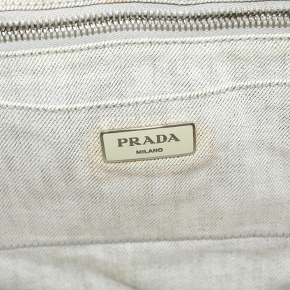 PRADA Bijoux Canapa Hand Bag Denim Gray Auth 42729