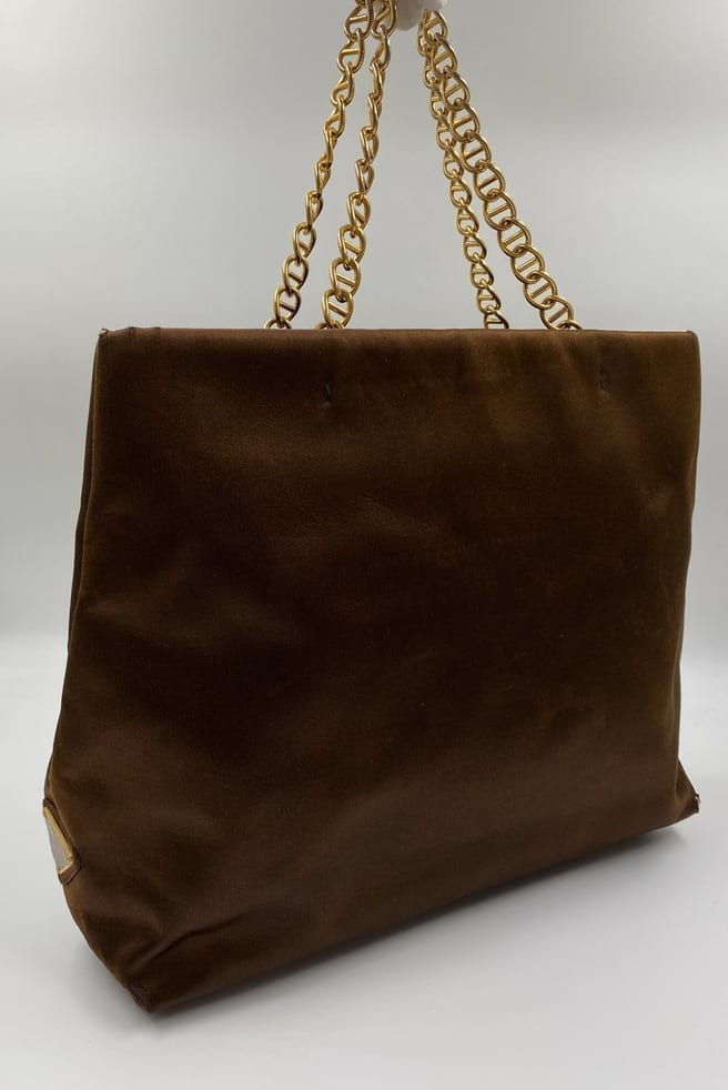 Prada Brown Satin Tote Bag