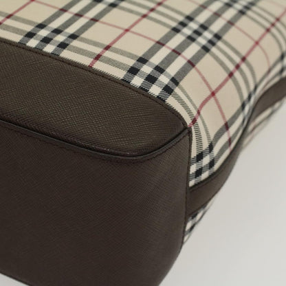 Burberry Nova Check Hand Bag Nylon Leather Beige Auth 43018