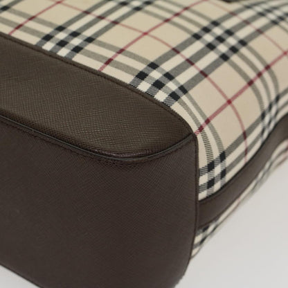 Burberry Nova Check Hand Bag Nylon Leather Beige Auth 43018