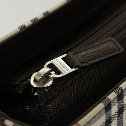Burberry Nova Check Hand Bag Nylon Leather Beige Auth 43018